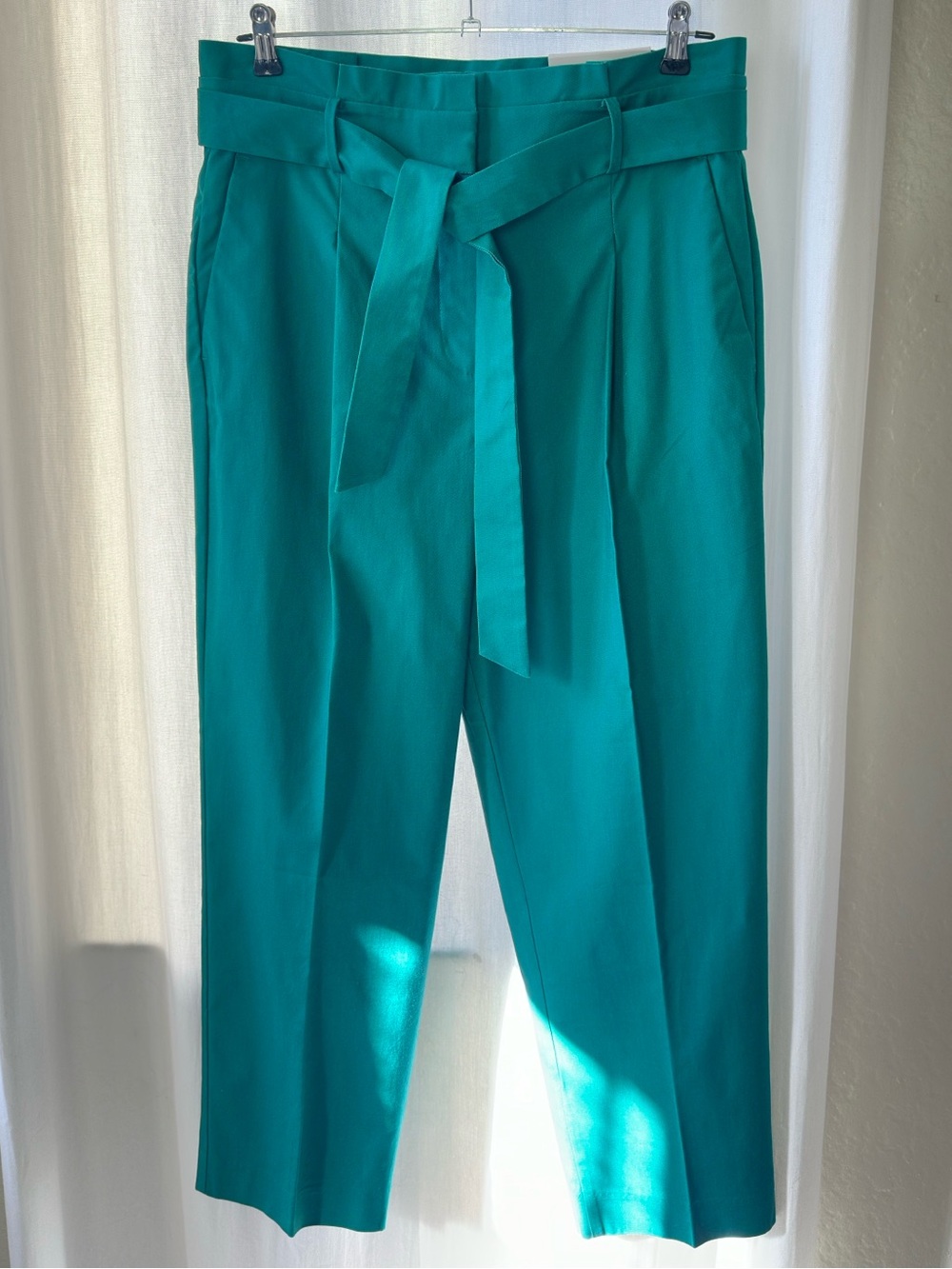 NWT Ann Taylor Emerald Green High Rise Tie Waist Wide Leg Pants Size 10 - Picture 7 of 7